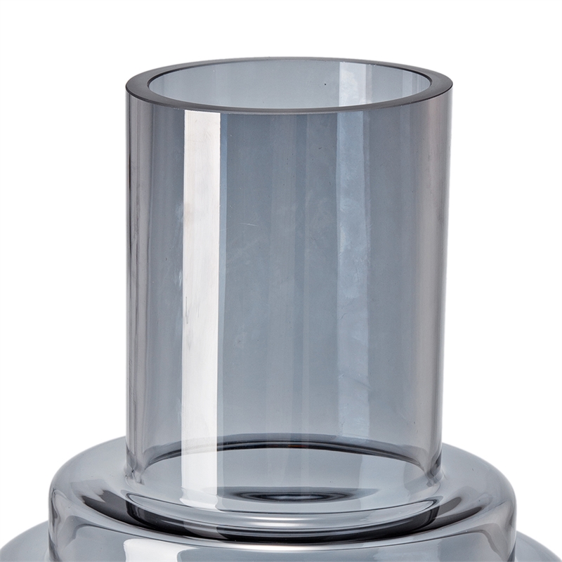 Alma 14 Inch Modern Vase- Geometric Design- Silver Luster Glass Frame