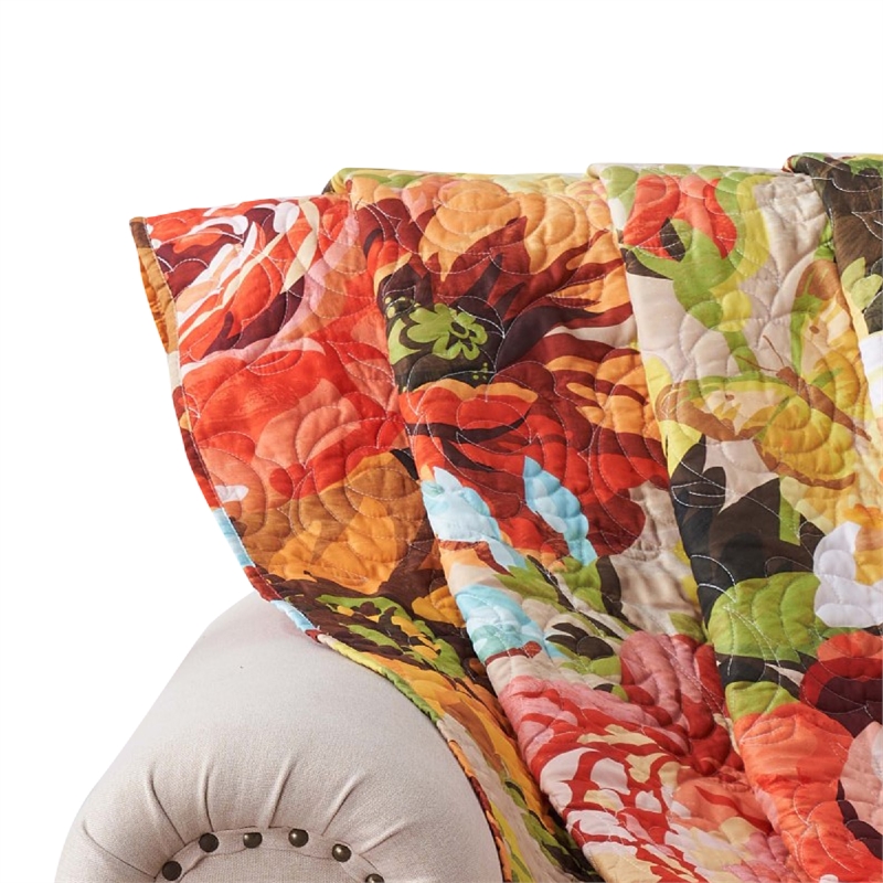 Dahl 50 x 60 Quilted Floral Throw Blanket with Polyester Fill- Multicolor