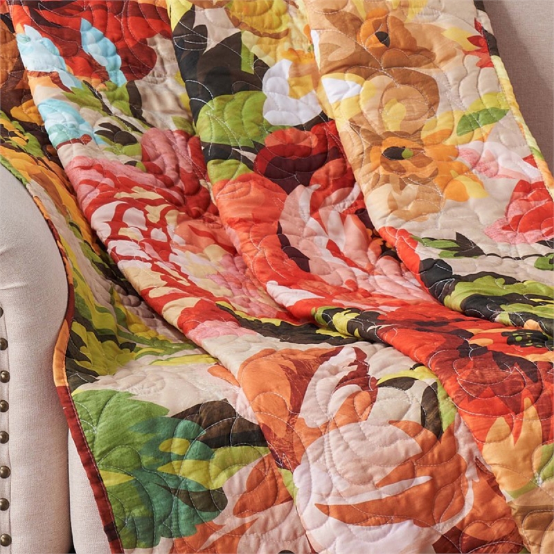 Dahl 50 x 60 Quilted Floral Throw Blanket with Polyester Fill- Multicolor