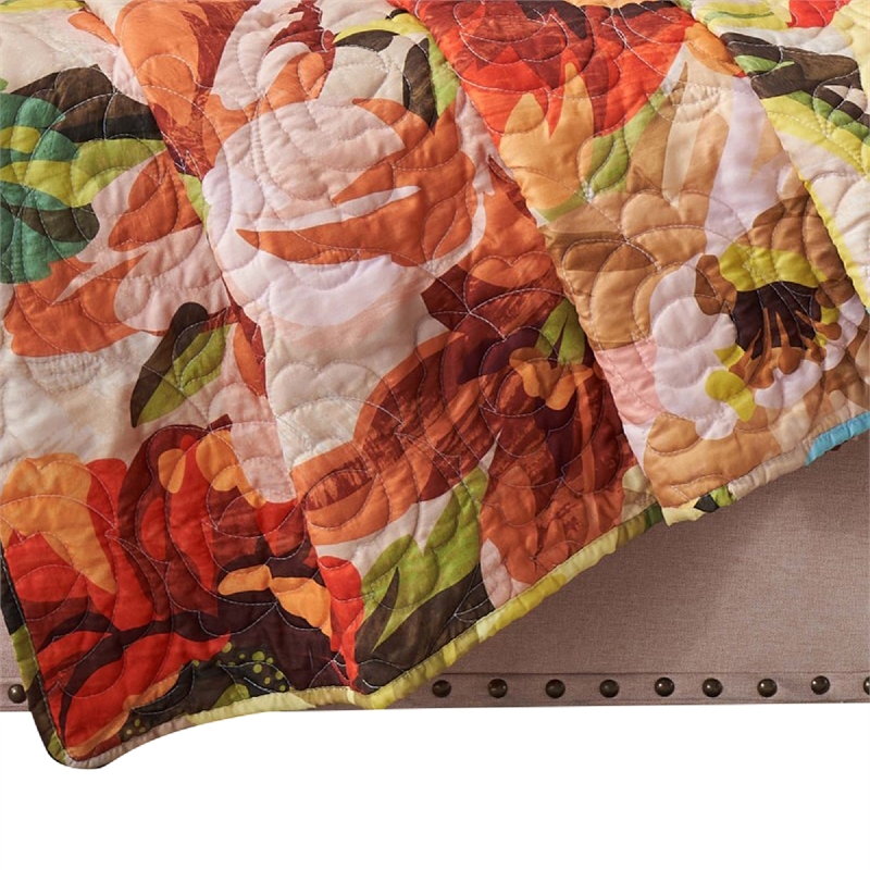Dahl 50 x 60 Quilted Floral Throw Blanket with Polyester Fill- Multicolor