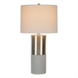 29 Inch Table Lamp- Set of 2- Metal- Concrete- Gray and Chrome Finish