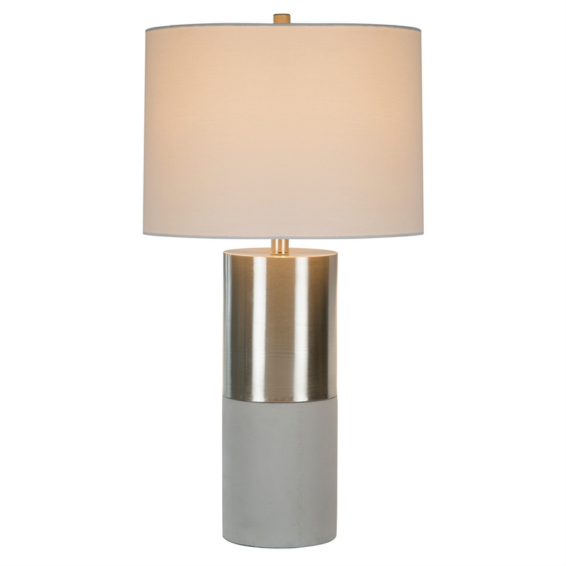 29 Inch Table Lamp- Set of 2- Metal- Concrete- Gray and Chrome Finish