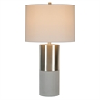 29 Inch Table Lamp- Set of 2- Metal- Concrete- Gray and Chrome Finish