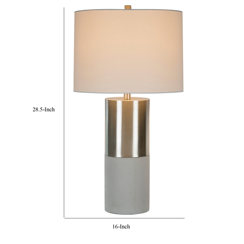 29 Inch Table Lamp- Set of 2- Metal- Concrete- Gray and Chrome Finish