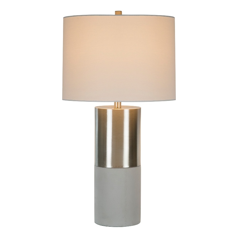 29 Inch Table Lamp- Set of 2- Metal- Concrete- Gray and Chrome Finish