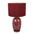 Gia 25 Inch Table Lamp- Drum Shade- Vase Shape Glass Body- Red Finish