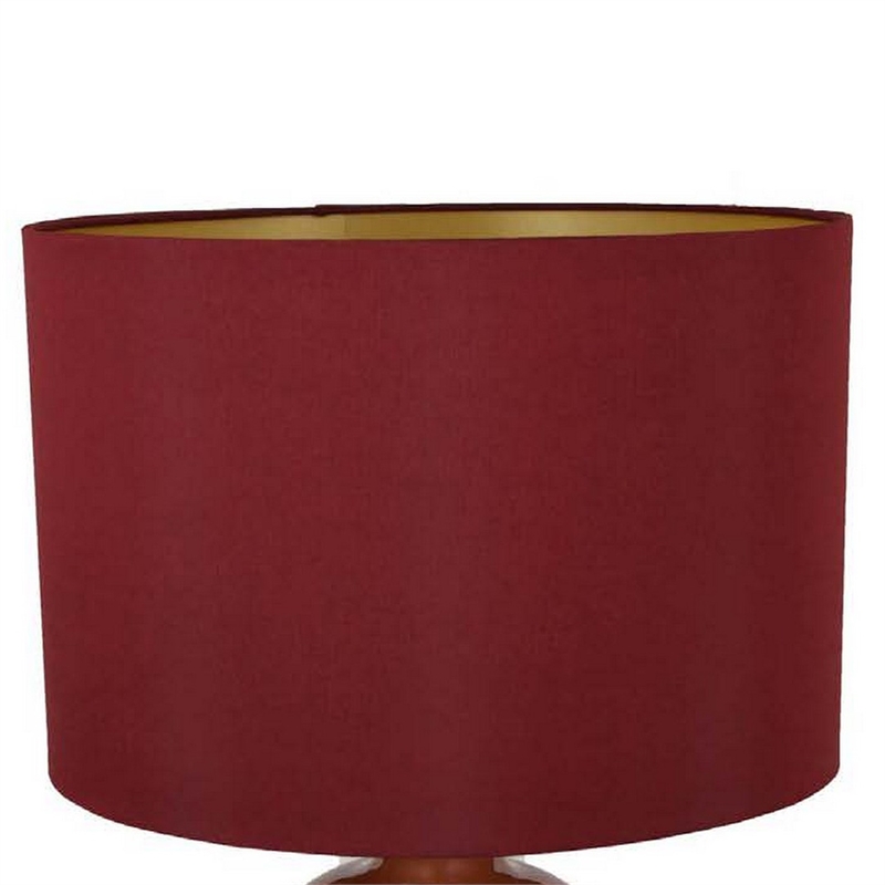 Gia 25 Inch Table Lamp- Drum Shade- Vase Shape Glass Body- Red Finish