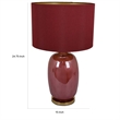 Gia 25 Inch Table Lamp- Drum Shade- Vase Shape Glass Body- Red Finish