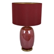 Gia 25 Inch Table Lamp- Drum Shade- Vase Shape Glass Body- Red Finish