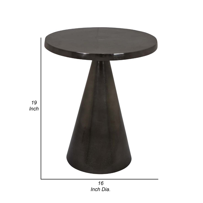Riot 19 Inch Plant Stand Table- Round Top- Triangle Pedestal- Metal- Black