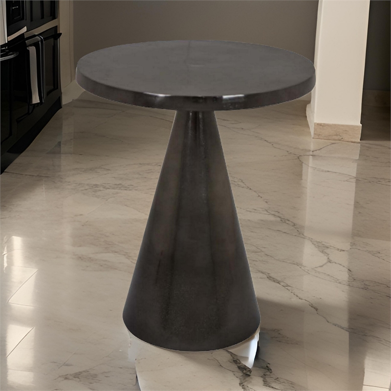 Riot 19 Inch Plant Stand Table- Round Top- Triangle Pedestal- Metal- Black