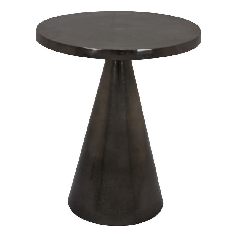 Riot 19 Inch Plant Stand Table- Round Top- Triangle Pedestal- Metal- Black