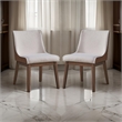 25 Inch Side Dining Chair Set of 2- Wingback- White Boucle- Walnut Brown