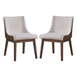 25 Inch Side Dining Chair Set of 2- Wingback- White Boucle- Walnut Brown
