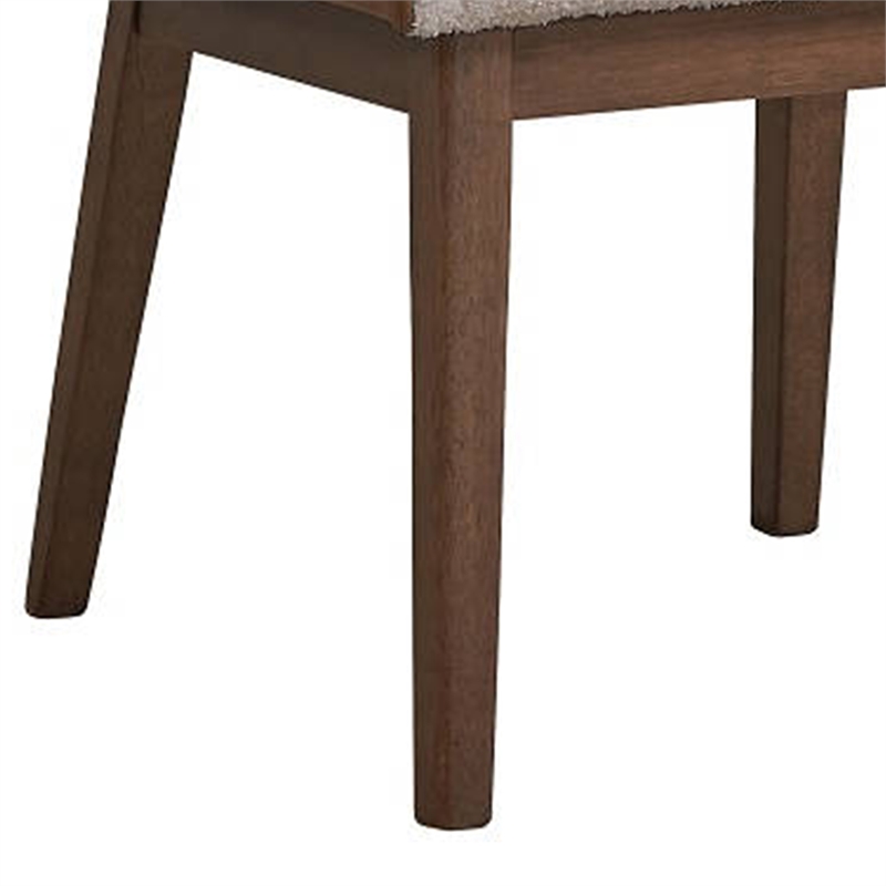 25 Inch Side Dining Chair Set of 2- Wingback- White Boucle- Walnut Brown