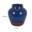 Venny 12 Inch Ceramic Flower Vase- Two Tone Antique Blue and Brown Finish