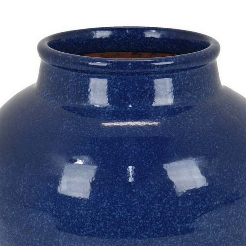 Venny 12 Inch Ceramic Flower Vase- Two Tone Antique Blue and Brown Finish