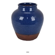 Venny 12 Inch Ceramic Flower Vase- Two Tone Antique Blue and Brown Finish