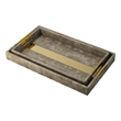 Set of 2 Textured Nesting Trays- MDF Frame- Vegan Faux Leather- Flannel