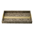 Set of 2 Textured Nesting Trays- MDF Frame- Vegan Faux Leather- Flannel