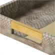 Set of 2 Textured Nesting Trays- MDF Frame- Vegan Faux Leather- Flannel