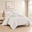 Kile Modern 6 Piece King Size Duvet Comforter Set- White Medallion Pattern
