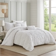 Kile Modern 6 Piece King Size Duvet Comforter Set- White Medallion Pattern