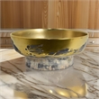16 Inch Decorative Bowl- Distressed Gold Finish- Modern Aesthetic- Ceramic