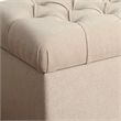 Fabric Upholstered Button Tufted Wooden Bench With Hinged Storage- Cream Brown