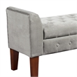 Velvet Upholstered Button Tufted Wooden Bench Settee With Hinged Storage- Brown