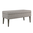 Chevron Patterned Fabric Upholstered Wooden Bench with Lift Top Storage- Gray
