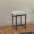 Metal Counter Stool with Geometric Pattern Fabric Upholstered Seat- Gray Black