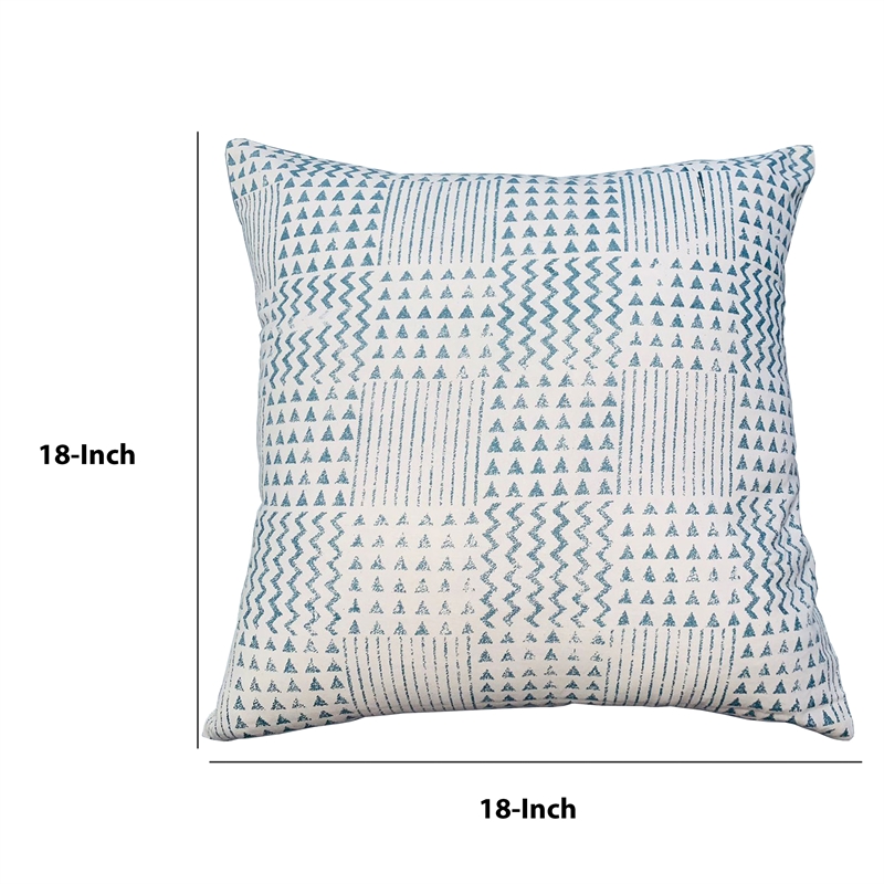 18 x 18 Handcrafted Square Cotton Accent Throw Pillows- Aztec Print- Set of 2