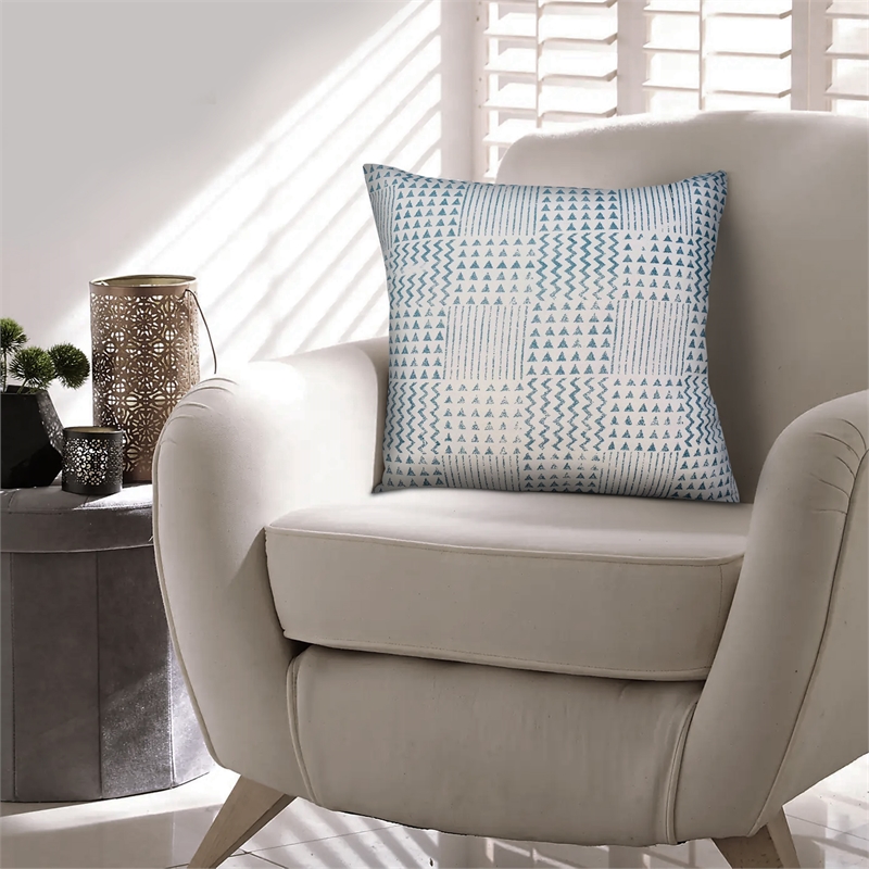 18 x 18 Handcrafted Square Cotton Accent Throw Pillows- Aztec Print- Set of 2