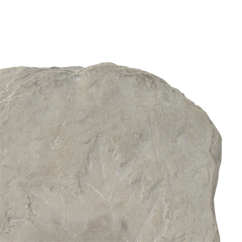 Concrete Fossil Accent Stone with Maple Leaf Imprint- White