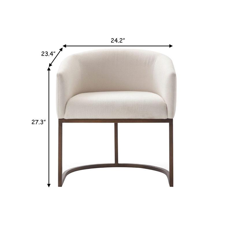 Cid 24 Inch Modern Dinning Chair- Stain Resistant Velvet and Brass- Beige