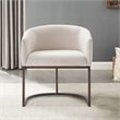 Cid 24 Inch Modern Dinning Chair- Stain Resistant Velvet and Brass- Beige