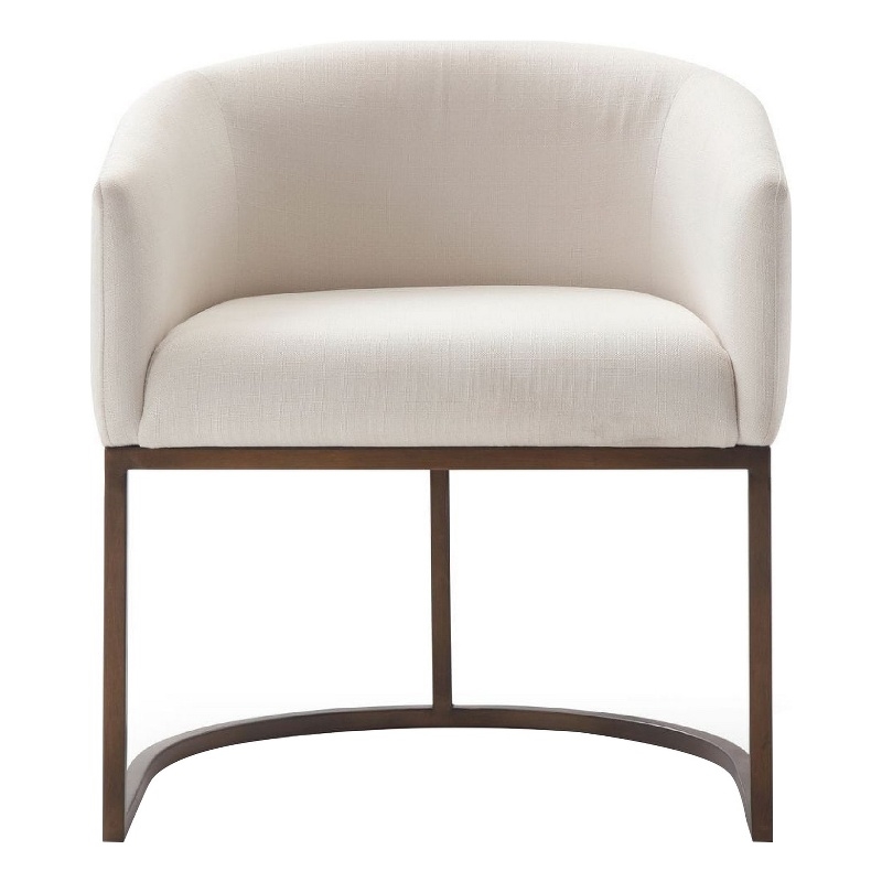 Cid 24 Inch Modern Dinning Chair- Stain Resistant Velvet and Brass- Beige