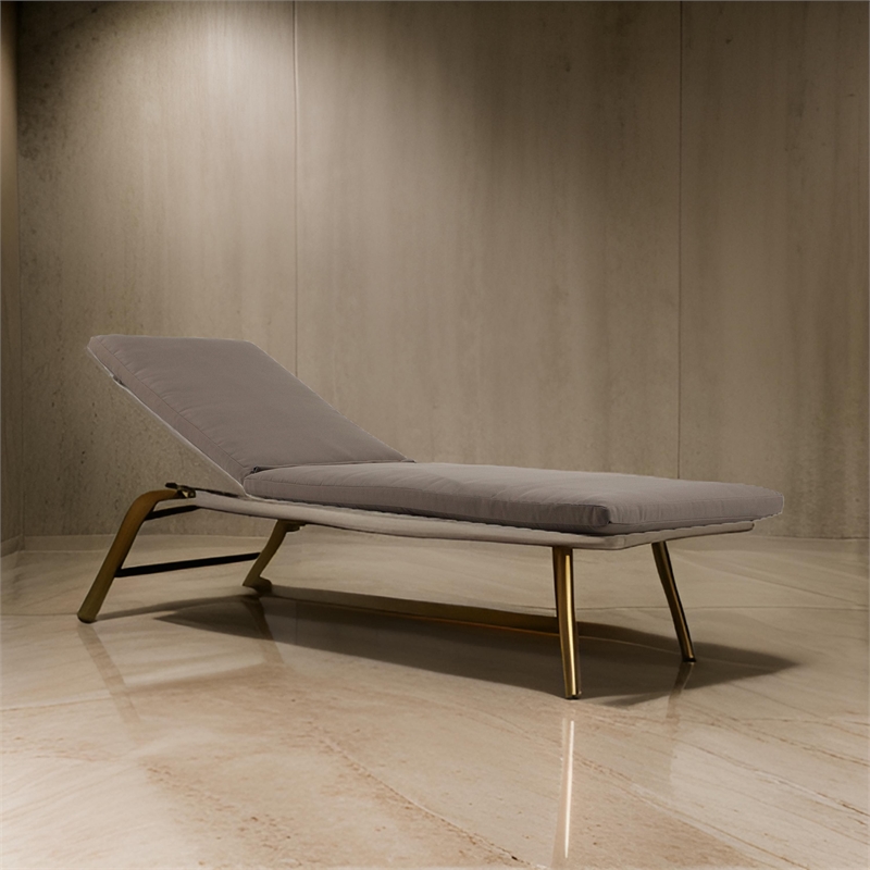 76 x 25 Outdoor Lounger Cushion- 2 Inch Thick Padding- Modern Gray Fabric