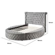 Modern Wood King Size Bed- Button Tufted- Bedside Bench with Storage- Gray