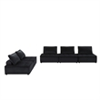 Alaya 120 Inch Tufted 5 Piece Sectional Sofa- Back Cushions- Black Velvet