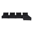 Alaya 120 Inch Tufted 5 Piece Sectional Sofa- Back Cushions- Black Velvet