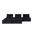 Alaya 120 Inch Tufted 5 Piece Sectional Sofa- Back Cushions- Black Velvet