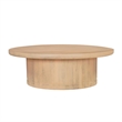 Bela Coffee Table - 47 Inch Round Top-Handcrafted Beige Mango Wood Pedestal Base