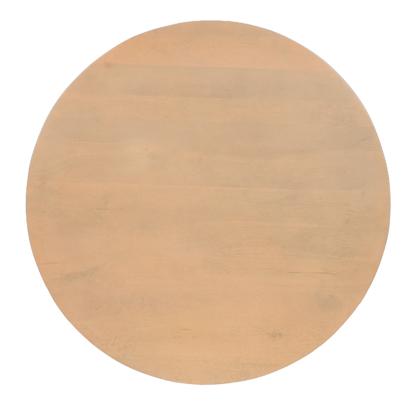 Bela Coffee Table - 47 Inch Round Top-Handcrafted Beige Mango Wood Pedestal Base