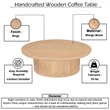 Bela Coffee Table - 47 Inch Round Top-Handcrafted Beige Mango Wood Pedestal Base
