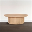 Bela Coffee Table - 47 Inch Round Top-Handcrafted Beige Mango Wood Pedestal Base