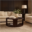 Bard Coffee Table-38 Inch Round Top with Shelf-Brown Mango Wood Sculptural Frame