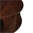 Bard Coffee Table-38 Inch Round Top with Shelf-Brown Mango Wood Sculptural Frame