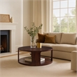 Bard Coffee Table-38 Inch Round Top with Shelf-Brown Mango Wood Sculptural Frame